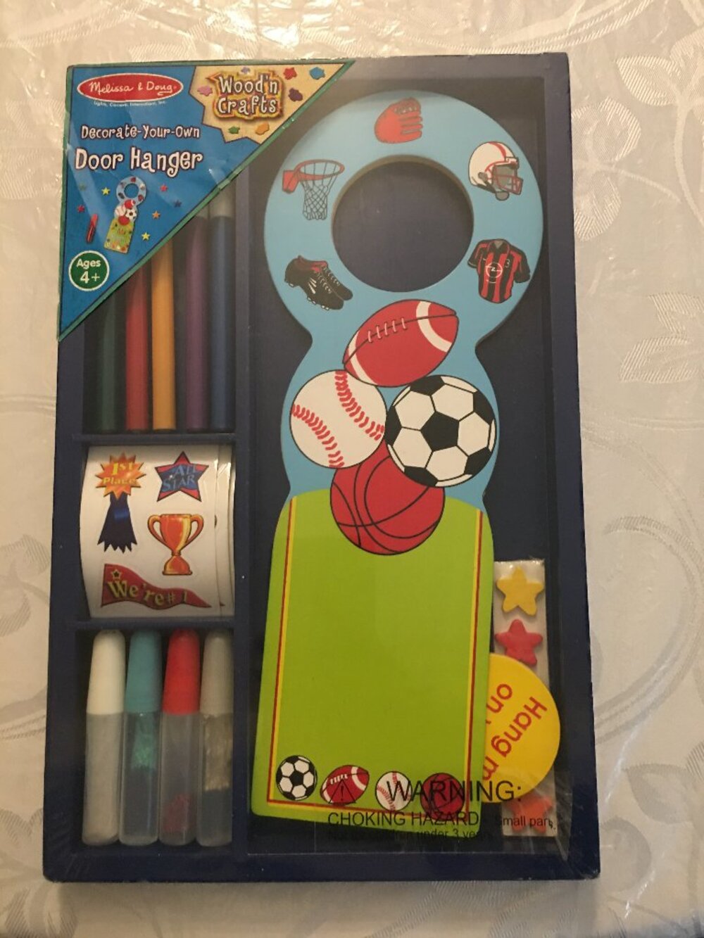 Melissa and Doug Create-A-Craft Wooden Door Hanger w/Stickers, Markers, Glitter
